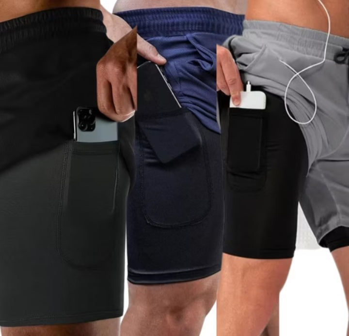 Kit 3 short 2 em 1 academia masculino - K-lande